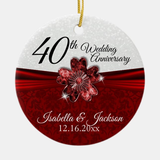 Ornamento De Cerâmica Bonito Rudy Flower Anniversário Keepsaname (Frente)