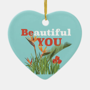 Ornamento De Cerâmica Bonito Seja Você Monograma Laranja Garden Floral