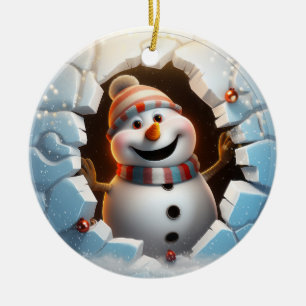 Ornamento De Cerâmica Bonito Snowman 3D