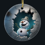Ornamento De Cerâmica Bonito Snowman 3D Xmas<br><div class="desc">Bonito Snowman 3D Xmas</div>