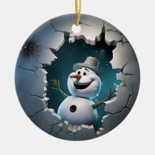 Ornamento De Cerâmica Bonito Snowman 3D Xmas