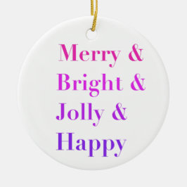 Ornamento De Cerâmica Bonito Tipografia Colorida Feliz Natal Brilhante