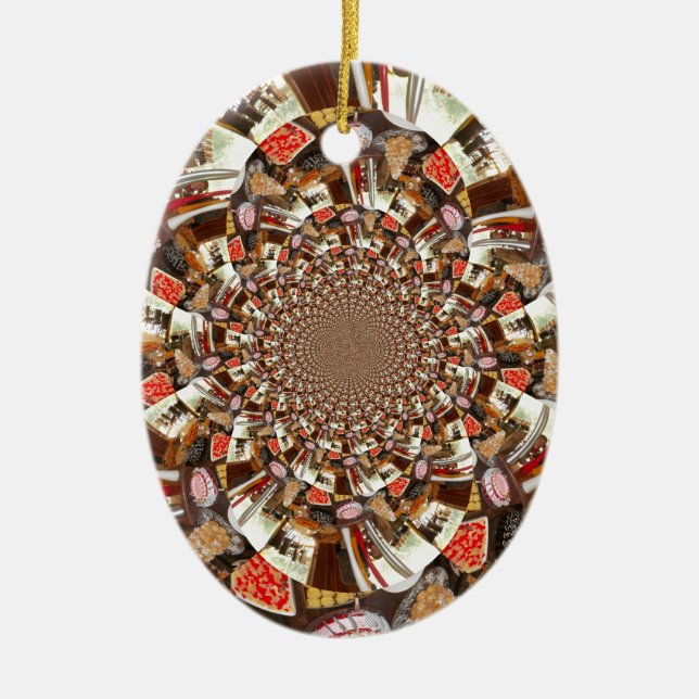 Ornamento De Cerâmica Bons bolos e cisnes (Frente)