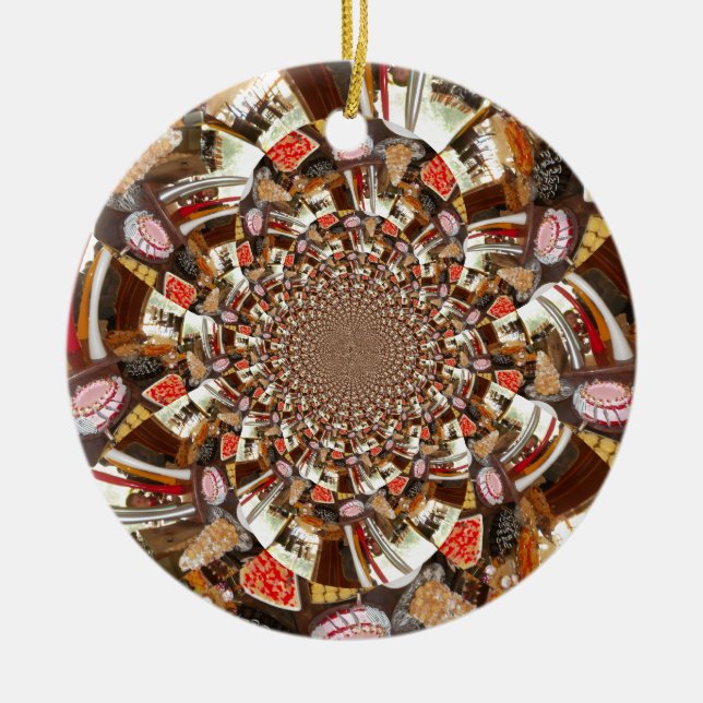 Ornamento De Cerâmica Bons bolos e cisnes (Frente)