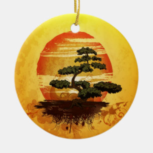 Ornamento De Cerâmica Bonsai Tree Sunset