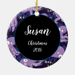 Ornamento De Cerâmica Boo Octopus Cute Purple Kids Clothing & Décor