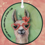 Ornamento De Cerâmica Book Club Funny Llama<br><div class="desc">Esta época de Natal trata seus amigos do clube do livro para este humorístico design de lama. Lama bonita vestindo óculos em forma de coração e uma flor de cacto bonito. Engraçado Dizer "Não Há "Problemas" No Clube Do Livro.</div>