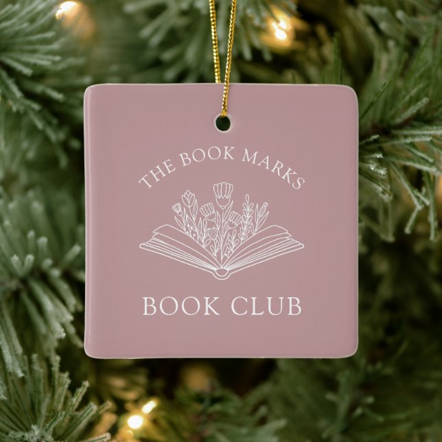 Ornamento De Cerâmica Book Club Name Personalized Ornament (Árvore)