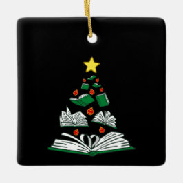Ornamento De Cerâmica Bookish Christmas Tree III