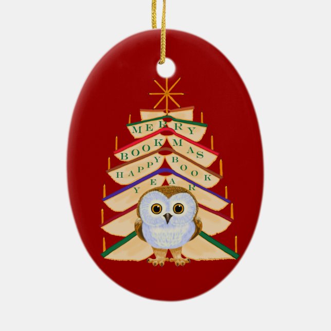 Ornamento De Cerâmica Bookmas alegre (Verso)