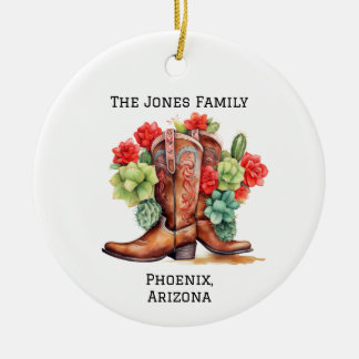 Ornamento De Cerâmica Boot personalizado do cowboy country/ocidental
