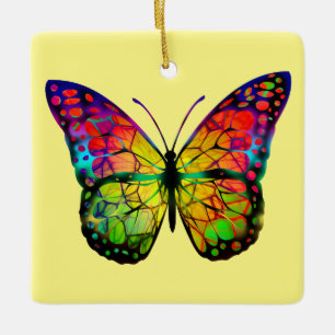 ORNAMENTO DE CERÂMICA BORBOLETA ABSTRATA