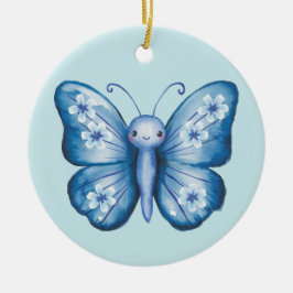 Ornamento De Cerâmica Borboleta Azul