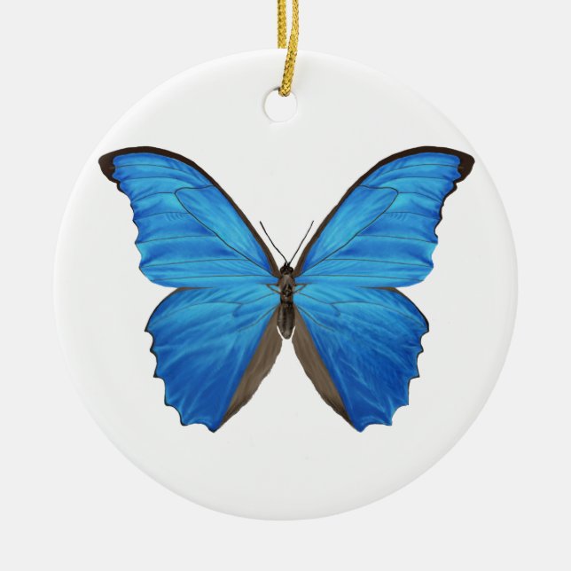 Ornamento De Cerâmica Borboleta azul de Morpho (Frente)