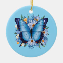 Borboleta Azul Graciosa em Floral