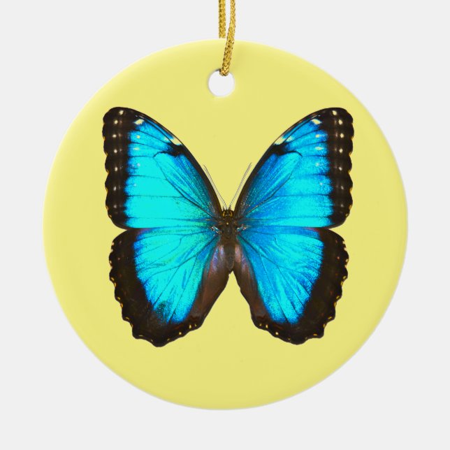 Ornamento De Cerâmica Borboleta Azul Morpho (Frente)