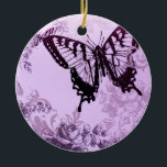 Ornamento De Cerâmica borboleta-chic boho-hipster<br><div class="desc">chic Vintage Ornament de borboletas roxas</div>
