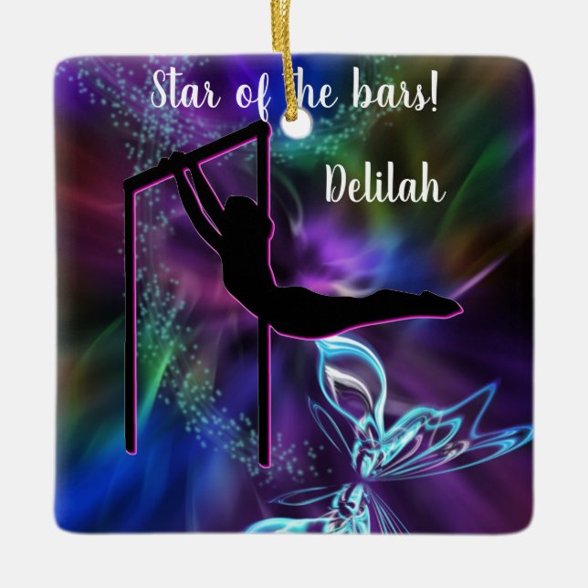 Ornamento De Cerâmica Borboleta de ginástica Estrela dos Bares Personali (Frente)