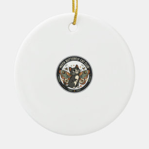 Ornamento De Cerâmica Borboleta De Traça Gato Arte Vetorial POD - Borbol