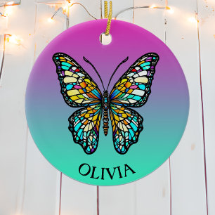 Ornamento De Cerâmica Borboleta de Vidro Colorido Personalizada