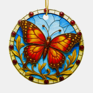 Ornamento De Cerâmica Borboleta de vitral