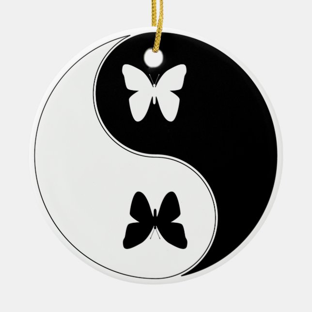 Ornamento De Cerâmica Borboleta de Ying Yang (Frente)