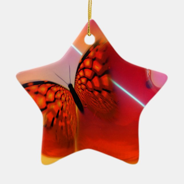 Ornamento De Cerâmica Borboleta e Corações (Frente)
