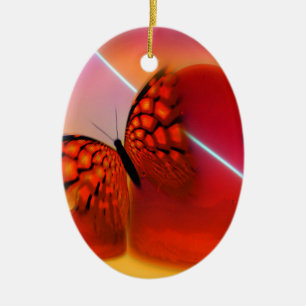 Ornamento De Cerâmica Borboleta e Corações