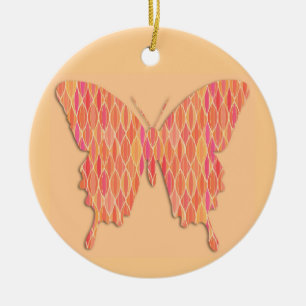 Ornamento De Cerâmica Borboleta em abstrato impressão - tons de laranja