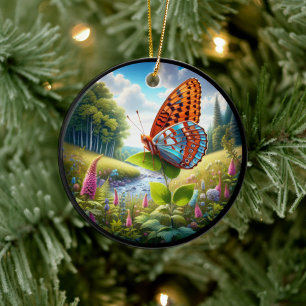 Ornamento De Cerâmica Borboleta Fritilaria Encantadora da Atlântida