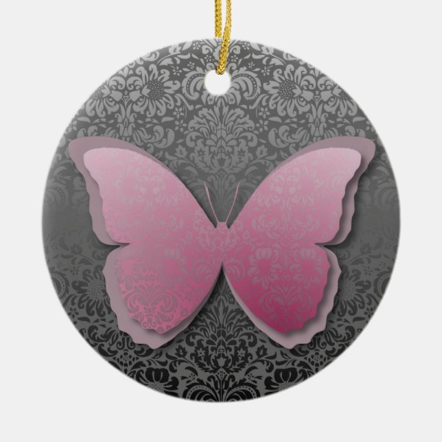 Ornamento De Cerâmica Borboleta laçado (Frente)
