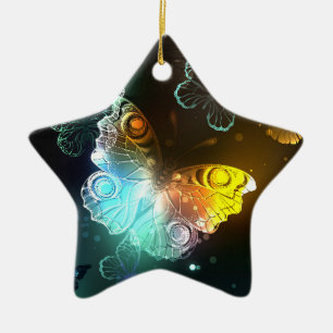 Ornamento De Cerâmica Borboleta Luminosa e borboletas noturnas