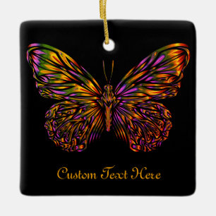 Ornamento De Cerâmica Borboleta Neon Rainbow Personalizada