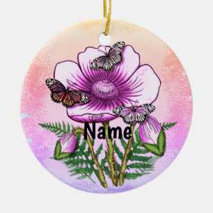 Ornamento De Cerâmica Borboleta Pink Poppy