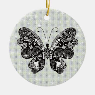 Ornamento De Cerâmica Borboleta Preta e Branca Retroativa