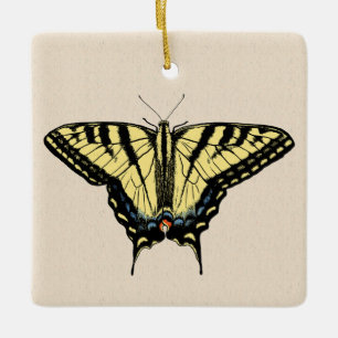 Ornamento De Cerâmica Borboleta Rabo de Andorinha Amarela do Sudoeste
