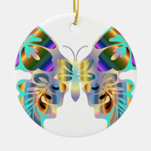 ORNAMENTO DE CERÂMICA BORBOLETA TROPICAL HAVAIANA