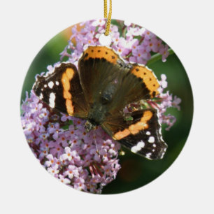 Ornamento De Cerâmica Borboleta Vermelha e Ornament Buddleia