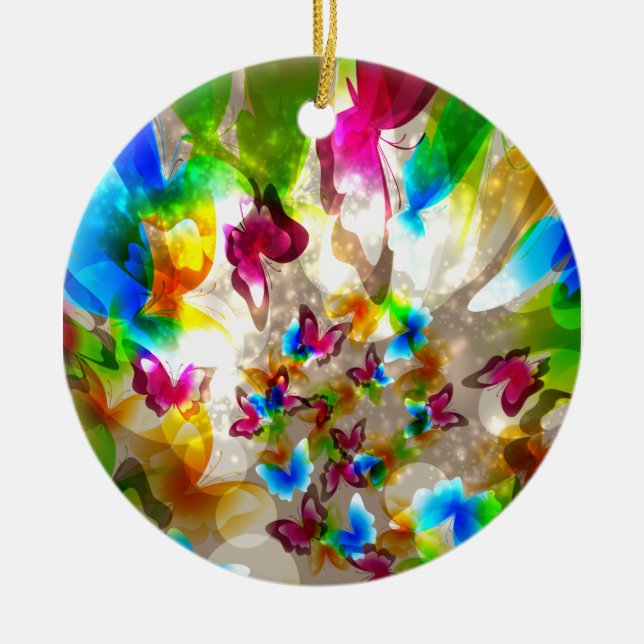 Ornamento De Cerâmica Borboletas abstrato (Frente)