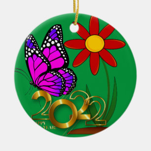 Ornamento De Cerâmica Borboletas, Ano Novo, 2022, Triptych Natal