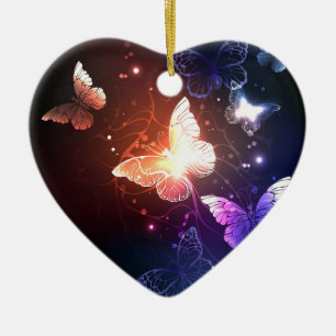 Ornamento De Cerâmica Borboletas noturnas brilhantes