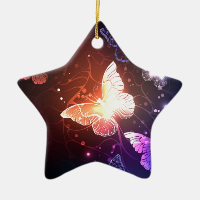 Ornamento De Cerâmica Borboletas noturnas brilhantes (Frente)
