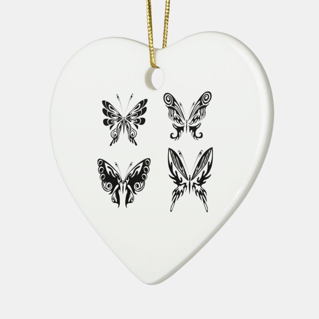 Ornamento De Cerâmica Borboletas Pretas E Brancas (Esquerda)