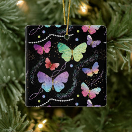 Ornamento De Cerâmica Borboletas Roxas e Azuis Brilhantes