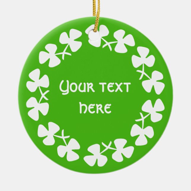 Ornamento De Cerâmica Borda de Camarões Brancos Adicionar Texto (Frente)