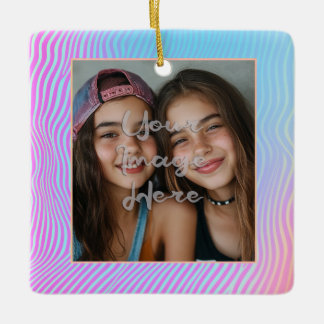 Ornamento De Cerâmica Borda de Foto de Strike de Vaporwave em Pastel em