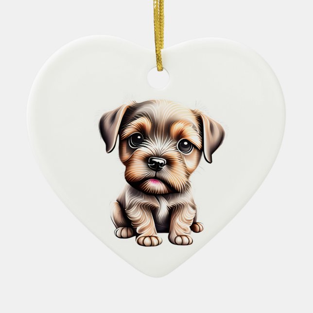 Ornamento De Cerâmica Borda Personalizada - Trapalha Terrier (Frente)