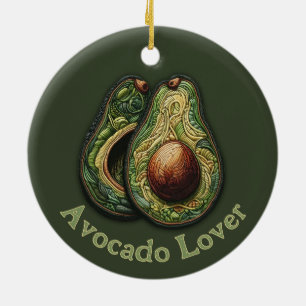 Ornamento De Cerâmica Bordado do Faux do Avocado Lover