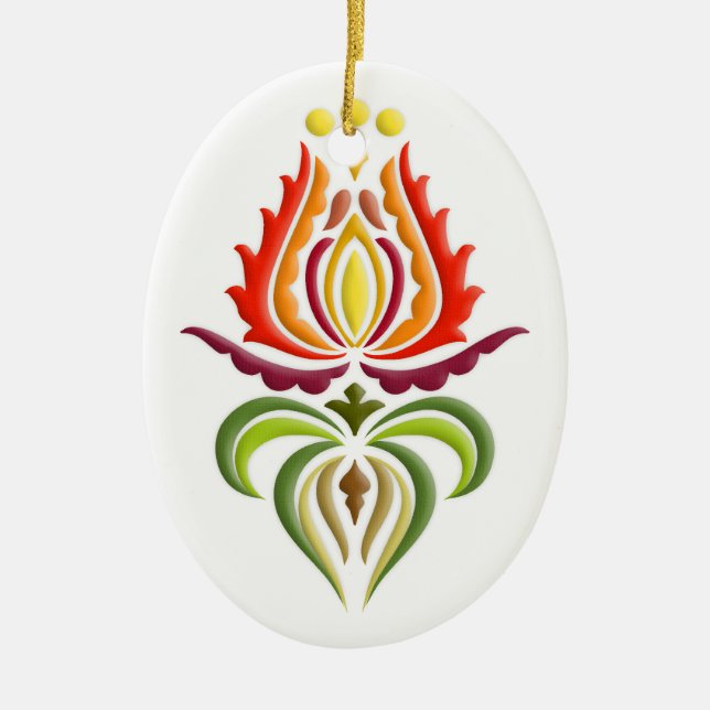 Ornamento De Cerâmica Bordado do rico Mantle - Arte Folk Húngara (Frente)