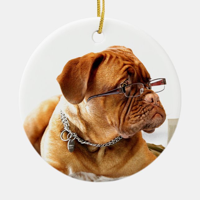 Ornamento De Cerâmica Bordeaux Mastiff, Mastiff francês Bordeauxdog Gift (Frente)